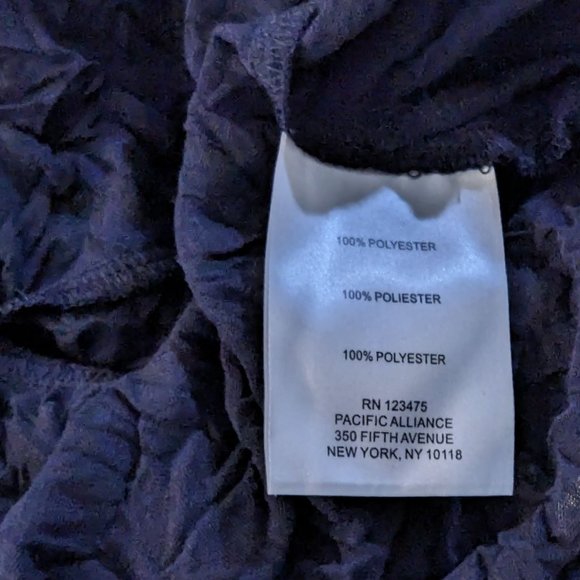 FRYE AND CO. long sleeve button front peplum crinkled navy blue blouse Size S - Picture 7 of 7